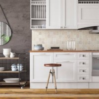 loft keuken interieur met aanrecht - home decoration stockfoto's en -beelden