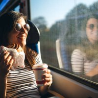 looking through window on a train ride - junk food stock pictures, royalty-free photos & images