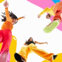 looking up at happy people dancing - fashion stock pictures, royalty-free photos & images