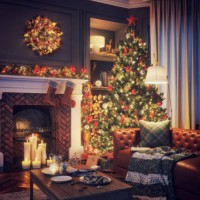 lovely christmas interior (vintage) - home decoration stock pictures, royalty-free photos & images