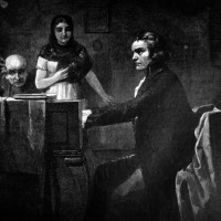 ludwig van beethoven during his piano performance - 1896 - concert stock illustrations