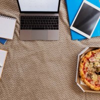 lunch break during working from home! - junk food stock pictures, royalty-free photos & images