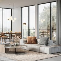 luxurious modern interiors of a living room in 3d - home decoration stock pictures, royalty-free photos & images