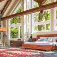 luxury chalet fireplace bedroom - home decoration stock pictures, royalty-free photos & images