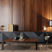 luxury dark living room interior with 75