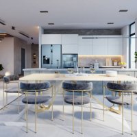 luxury home interior with staircase, refrigerator and dining table - home decoration stock pictures, royalty-free photos & images