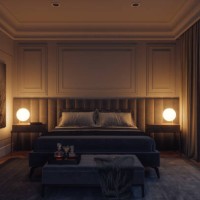 luxury modern bedroom interior at night - fashion stock pictures, royalty-free photos & images
