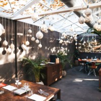 luxury restaurant interior with no people inside prior the opening service - garden decoration stock pictures, royalty-free photos & images