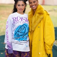 Mabel and Neneh Cherry attend the Burberry show during London Fashion Week September 2023 on September 18, 2023 in London, England.