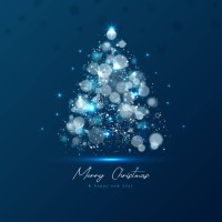 magic xmas tree made from blue lights on dark background - home decoration stock illustrations