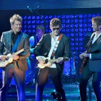 Magne Furuholmen, Morten Harket and Paul Waaktaar-Savoy of A-ha perform at Oslo Spektrum on December 4, 2010 in Oslo, Norway.
