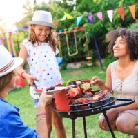 making barbecue at backyard - garden decoration stock pictures, royalty-free photos & images