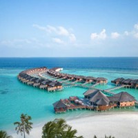 maldives hotel beach resort on tropical island with aerial drone view - travel stock pictures, royalty-free photos & images
