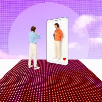 man and his avatar trying on clothing in the meta verse - fashion stock pictures, royalty-free photos & images