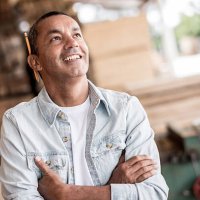 man at a carpentry looking thoughtful - home decoration stock pictures, royalty-free photos & images