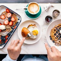man eating breakfast at the cafe, personal perspective pov - food stock pictures, royalty-free photos & images