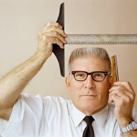 man measuring his flat top for precision - hairstyle stock pictures, royalty-free photos & images