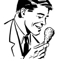 man with chicken - junk food stock illustrations