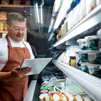 man working at a grocery store - food stock pictures, royalty-free photos & images