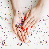 manicured womans nails with red nail polish,russia - nails art stock pictures, royalty-free photos & images