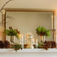 mantelpiece with christmas decor - home decoration stock pictures, royalty-free photos & images