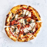 margherita pizza on white background - junk food stock pictures, royalty-free photos & images