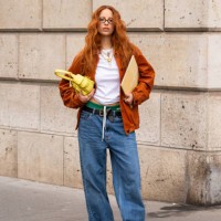 Marie Gaguech wears all Miu Miu outside the Miu Miu show during the Womenswear Fall/Winter 2024/2025 as part of Paris Fashion Week on March 05, 2024...