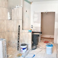 master bathroom remodeling: tiling in the shower - home decoration stock pictures, royalty-free photos & images
