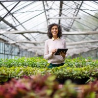 mature woman gardener with digital tablet at garden center - food stock pictures, royalty-free photos & images