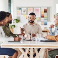 meeting, planning and creative team working on a project together in the boardroom in the office. brainstorming, diversity and advertising people in discussion on creativity report in workplace. - fashion stock pictures, roya