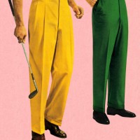 men in green and gold slacks - fashion stock illustrations