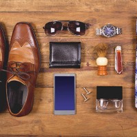 men's accessories organized on table in knolling arrangement - fashion stock pictures, royalty-free photos & images