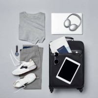 menswear with suitcase and personal accessories - fashion stock pictures, royalty-free photos & images