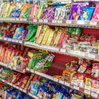 Merida, Mexico, Zona Paseo Montejo Centro, Oxxo convenience store, junk food candies cookies.