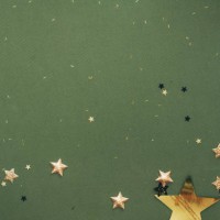 merry christmas! stylish christmas border with festive decorations, confetti, fir branches on green background. christmas flat lay, seasons greetings card template, space for text - garden decoration stock pictures, royalty-f