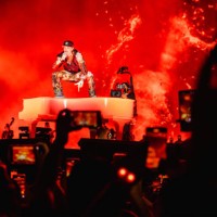 Mexican singer of 'Corridos Tumbados', Peso Pluma performs at Estadio Mobil Super on November 8, 2023 in Mexico City, Mexico.