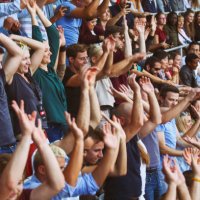mexican wave on stadium - concert stock pictures, royalty-free photos & images