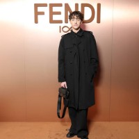 Michele Bravi is seen arriving at the Fendi fashion show during Milan Fashion Week Womenswear Fall/Winter 2025/2026 on February 26, 2025 in Milan,...