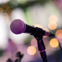microphone on the stage in nightclub - concert stock pictures, royalty-free photos & images