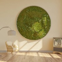 mid-century living room with moss wall - home decoration stock pictures, royalty-free photos & images