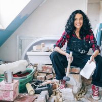 mid adult woman making home renovation - home decoration stock pictures, royalty-free photos & images