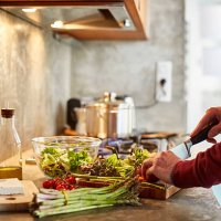 midsection of man cutting vegetables - food stock pictures, royalty-free photos & images