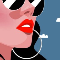minimalist style illustration concept shows a headshot of beautiful woman with the adorable atmosphere of sea, the relaxation of her mood shows on the relaxing face. - fashion stock pictures, royalty-free photos & images