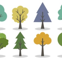 minimalist tree variations illustration - garden decoration stock illustrations