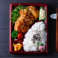 miyazaki style nanban chicken rice bento - junk food stock pictures, royalty-free photos & images