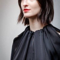 Model backstage ahead of the Eudon Choi show during London Fashion Week February 2023 on February 18, 2023 in London, England.