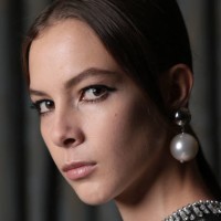 Model backstage during the Huishan Zhang show during London Fashion Week February 2025 on February 22, 2025 in London, England.