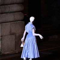 Model on the runway at Maison Margiela Couture Spring 2024 as part of Paris Couture Fashion Week held at Pont Alexandre III on January 25, 2024 in...