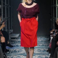 Model on the runway at the Prada Fall RTW 2025 fashion show as part of Milan Fashion Week on February 27, 2025 in Milan, Italy.