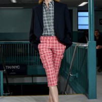 Model on the runway at Tommy Hilfiger RTW Spring 2025 as part of New York Ready to Wear Fashion Week held aboard the Staten Island Ferry the MV John...